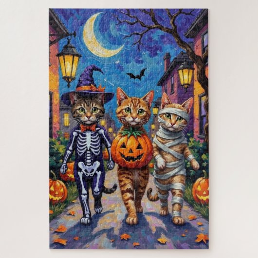 Abessijnse katten truc-of-behandeling in Halloween Legpuzzel (Verticaal)