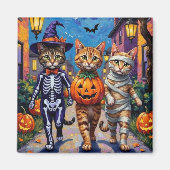 Abessijnse katten truc-of-behandeling in Halloween Magneet (Voorkant)