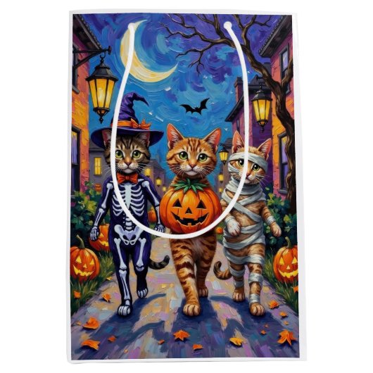 Abessijnse katten truc-of-behandeling in Halloween Medium Cadeauzakje (Voorkant)