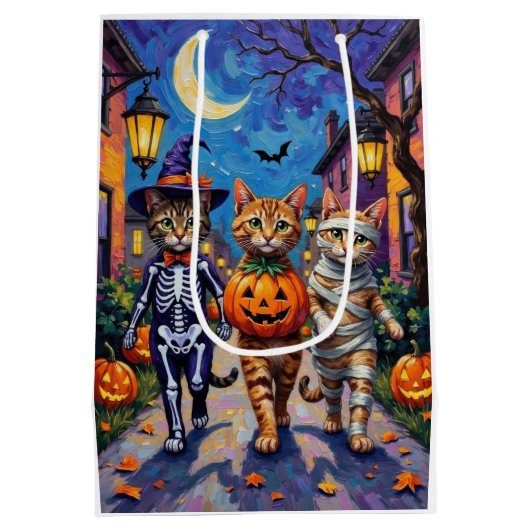 Abessijnse katten truc-of-behandeling in Halloween Medium Cadeauzakje (Achterkant)