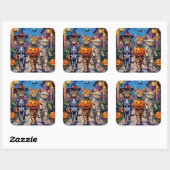 Abessijnse katten truc-of-behandeling in Halloween Vierkante Sticker (Vel)