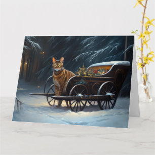 Abessijnse Sneeuw Slede Rit Kerst Decor Kaart