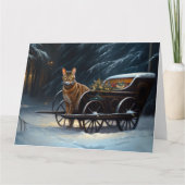 Abessijnse Sneeuw Slede Rit Kerst Decor Kaart (Voorkant)