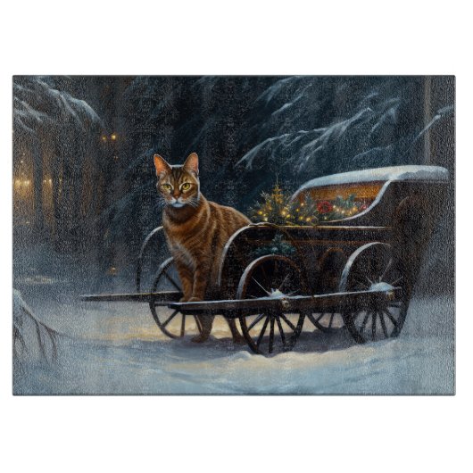 Abessijnse Sneeuw Slede Rit Kerst Decoratie Snijplank (Voorkant)