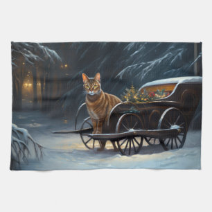 Abessijnse Sneeuw slee-rit Kerstdecoratie Theedoek