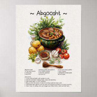 Abgoosht Recept Poster – Perzische voedselillustra