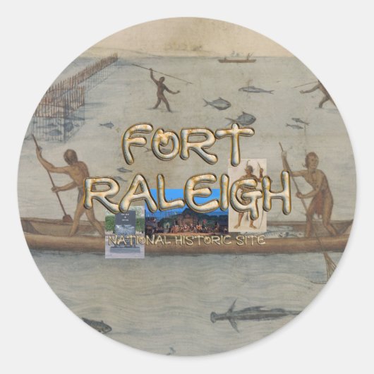 ABH Fort Raleigh Ronde Sticker (Voorkant)