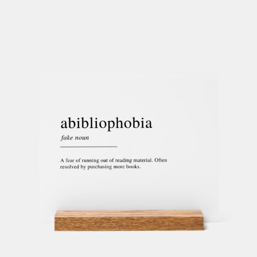 Abibliofobie definitie acryl bord (Voorkant)