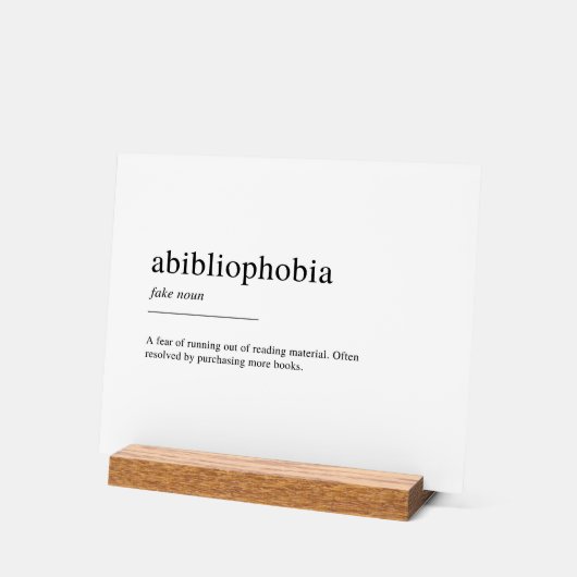 Abibliofobie definitie acryl bord (Hoek)