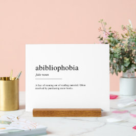Abibliofobie definitie acryl bord