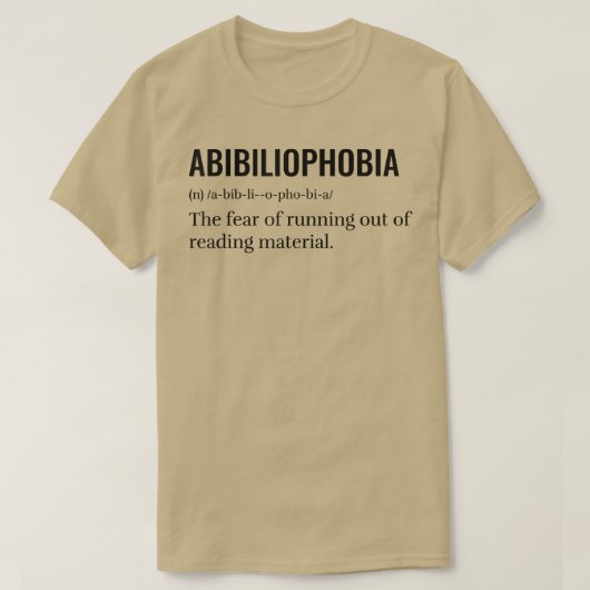 Abibliofobie Funny Reading Bookworm Reader Book T-shirt (Design voorkant)
