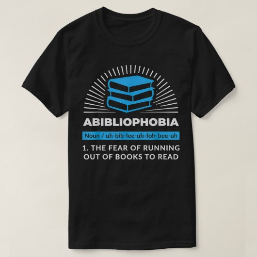 Abibliofobie Funny Reading Bookworm Reader T-shirt (Design voorkant)