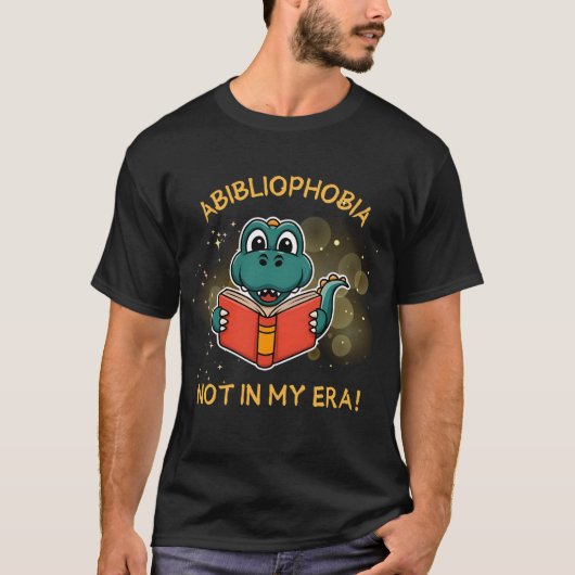 Abibliofobie Grappig Lezen Dinosaurus Boek Lover o T-shirt (Voorkant)