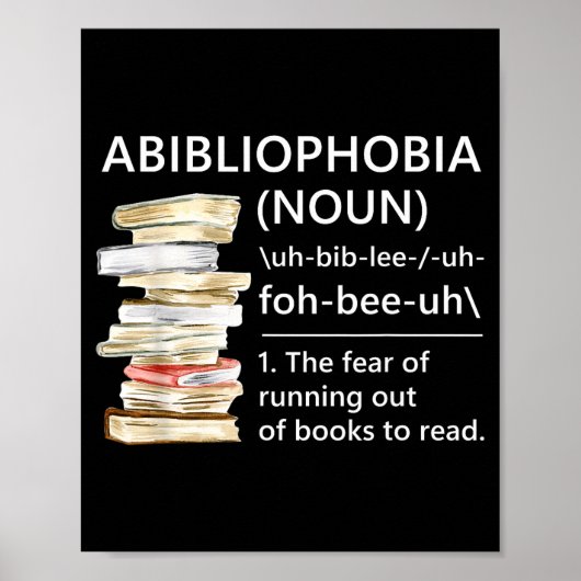 Abibliophobia definitie grappig lezen boek worm poster (Voorkant)