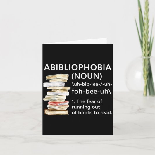 Abibliophobia definitie leuke leesboekworm kaart (Voorkant)