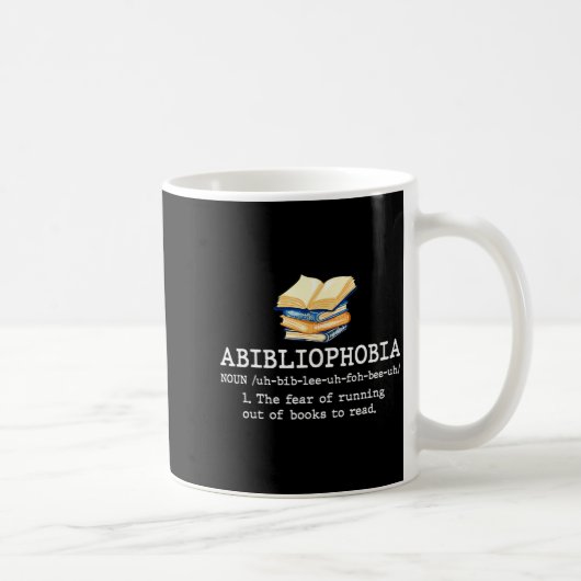 Abibliophobia definitie leuke leesboekworm koffiemok (Rechts)
