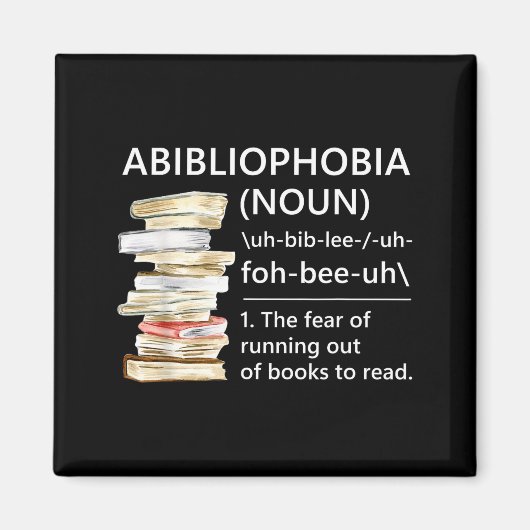 Abibliophobia definitie leuke leesboekworm magneet (Voorkant)