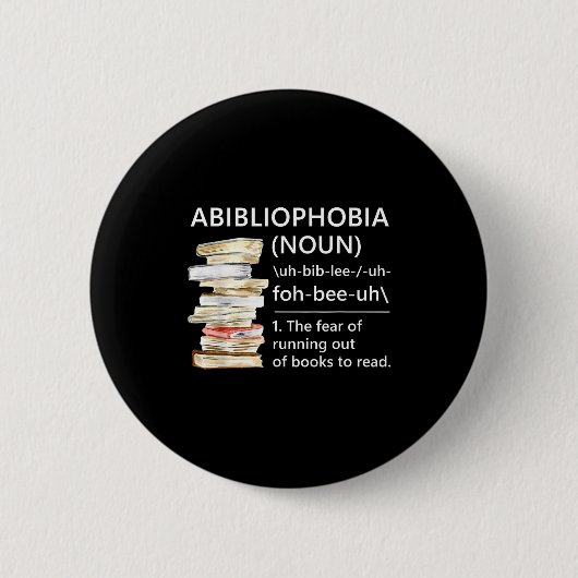 Abibliophobia definitie leuke lezer boek worm ronde button 5,7 cm (Voorkant)