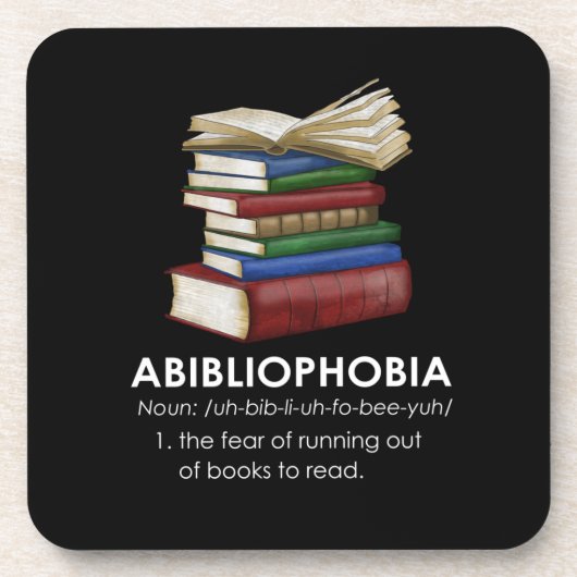 Abibliophobia Funny Reading Book Reader Bookworm Bier Onderzetter (Voorkant)