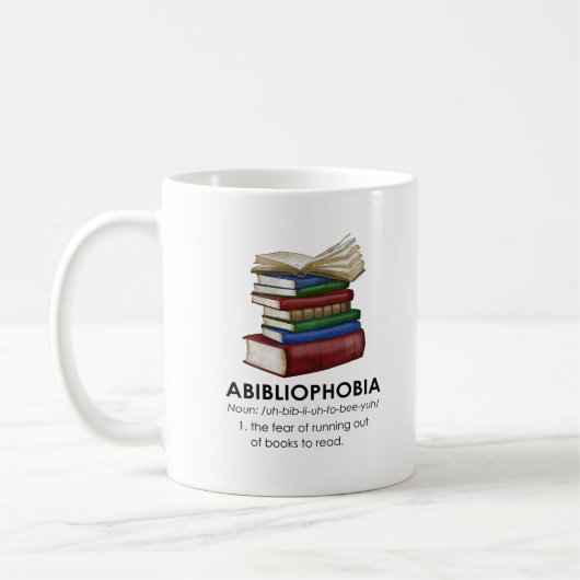 Abibliophobia Funny Reading Book Reader Bookworm Koffiemok (Links)