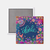 Abide Blauwe Harten Leuke Bloemen Moderne Inspiriv Magneet (Voorkant / Achterkant)