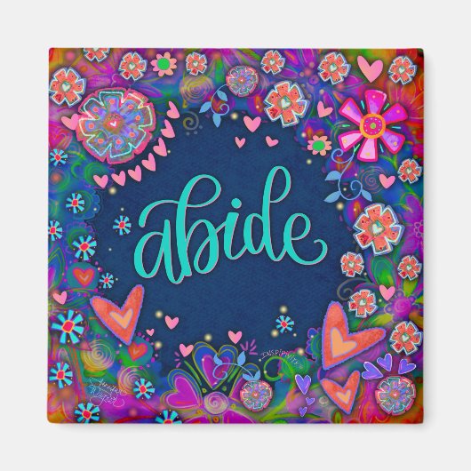 Abide Blauwe Harten Leuke Bloemen Moderne Inspiriv Magneet (Voorkant)