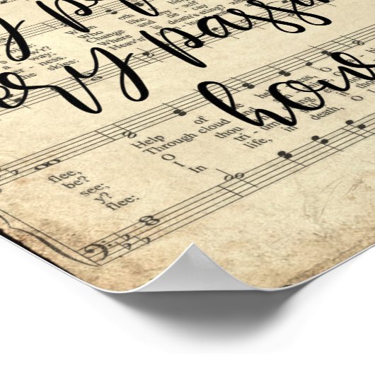 Abide met me Manuscript Hymn Druk Poster (Hoek)