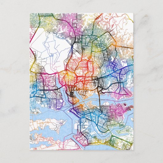 Abidjan Ivoorkust Stadsplattegrond Briefkaart (Voorkant)