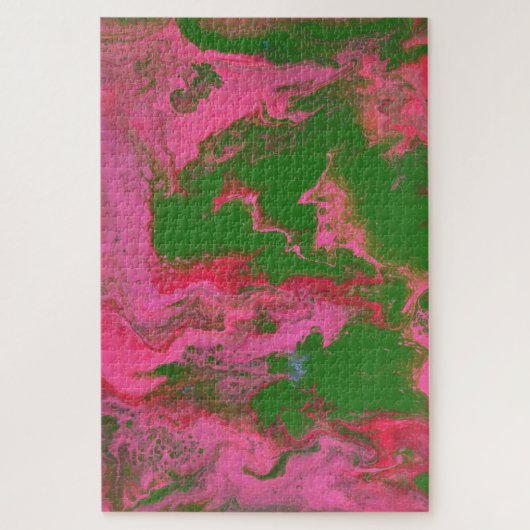 Abigail 2 Crazy Roze Groen Abstract Puzzel (Verticaal)
