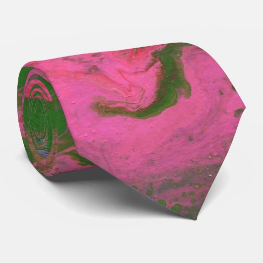 Abigail 2 Crazy Roze Groen Abstract Stropdas (Opgerold)