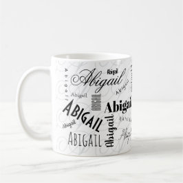 Abigail Aangepaste Naam Zwart Wit Koffiekopje Koffiemok