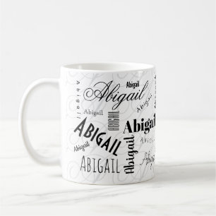 Abigail Aangepaste Naam Zwart Wit Koffiekopje Koffiemok