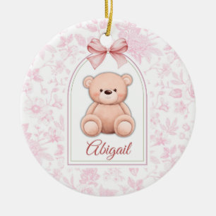 Abigail Aangepaste Roze Teddybeer Nursery Design Keramisch Ornament