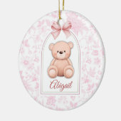 Abigail | Aangepaste Roze Teddybeer Nursery Design Keramisch Ornament (Links)