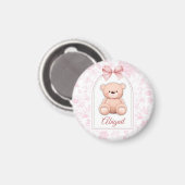 Abigail | Aangepaste Roze Teddybeer Nursery Design Magneet (Voorkant / Achterkant)