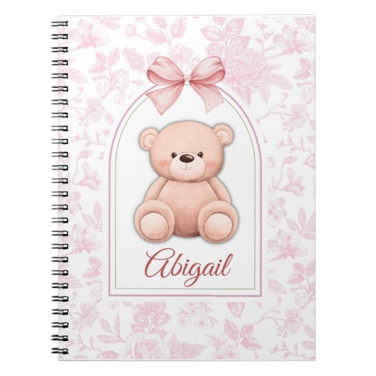Abigail | Aangepaste Roze Teddybeer Nursery Design Notitieboek (Voorkant)