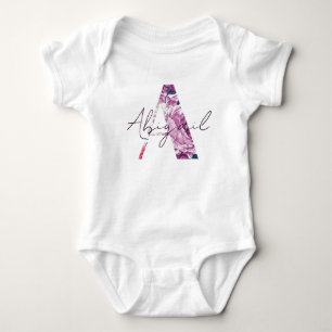 Abigail Baby Naam Bloem Script Meisje Floral Romper