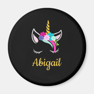 Abigail Donkere Eenhoorn Naam T-Shirt Magneet