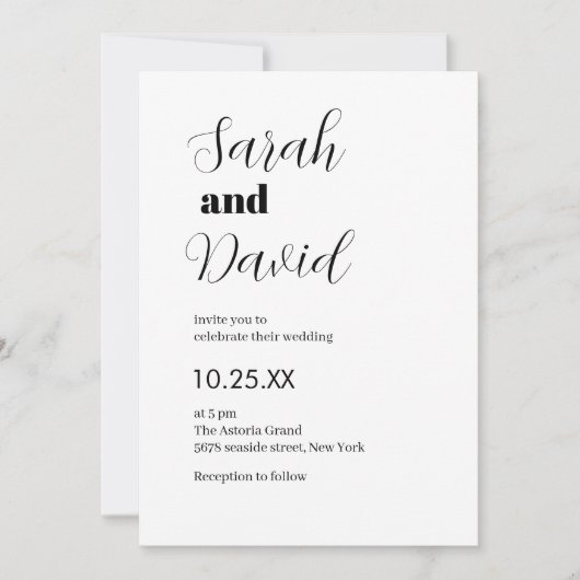 Abigail Font klassieke chique zwart-wit bruiloft Kaart (Voorkant)