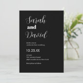 Abigail Font Modern chique zwart-wit bruiloft Kaart (Staand voorkant)