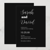 Abigail Font Modern chique zwart-wit bruiloft Kaart (Voorkant / Achterkant)