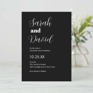 Abigail Font Modern chique zwart-wit bruiloft Kaart