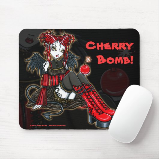 "Abigail" Gothic Cherrybom Devil Fairy Mousepad Muismat (Met muis)