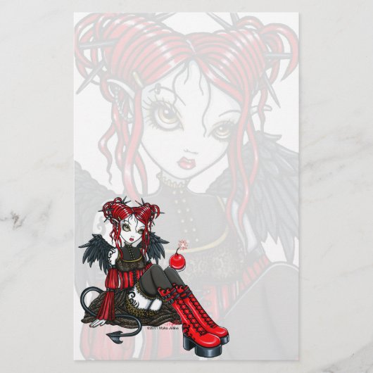 "Abigail" Gothic Fairy Cherrybom Angel Stationery Briefpapier (Voorkant)