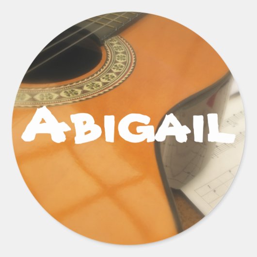 Abigail guitar-label ronde sticker (Voorkant)