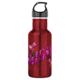 Abigail, Meisjesnaam Logo gemaakt van roze bloemen Waterfles