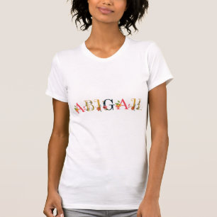 ABIGAIL naam kunst met bloemen geborduurd T-shirt