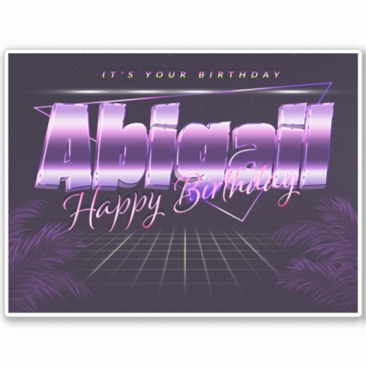 Abigail Name Vorname lila retro Sticker Geburtstag (Voorkant)