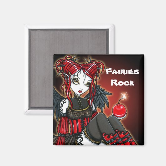 "Abigail" rood gotisch vuur fee engel magneet (Voorkant / Achterkant)