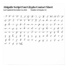 Abigaile Script Font Glyphs Contactblad Poster